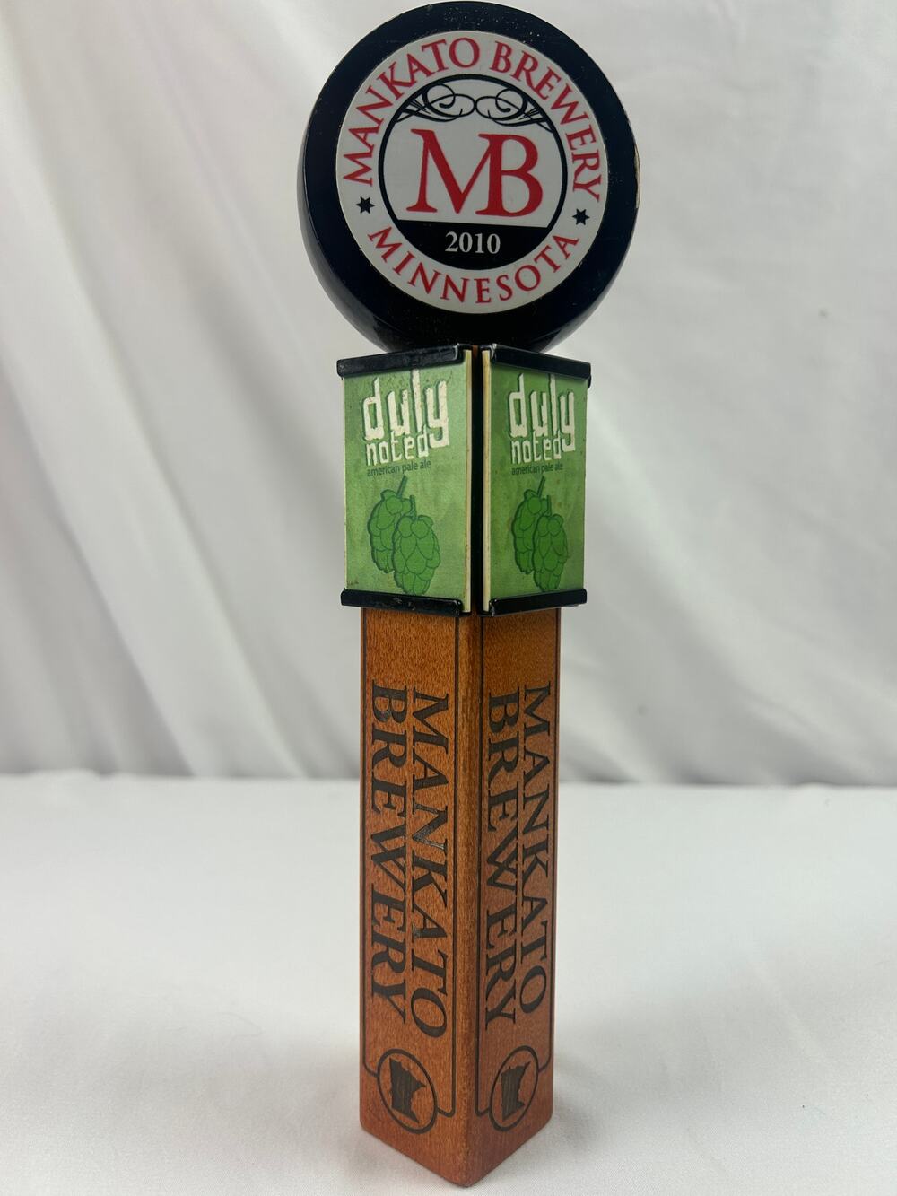 Mankato Brewery Duly Noted Pale Ale Beer Tap Handle Minnesota Wood Breweriana